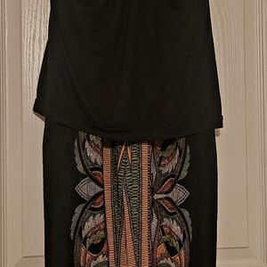 Cute Black Halter Top with Boho Pattern Joggers Size S